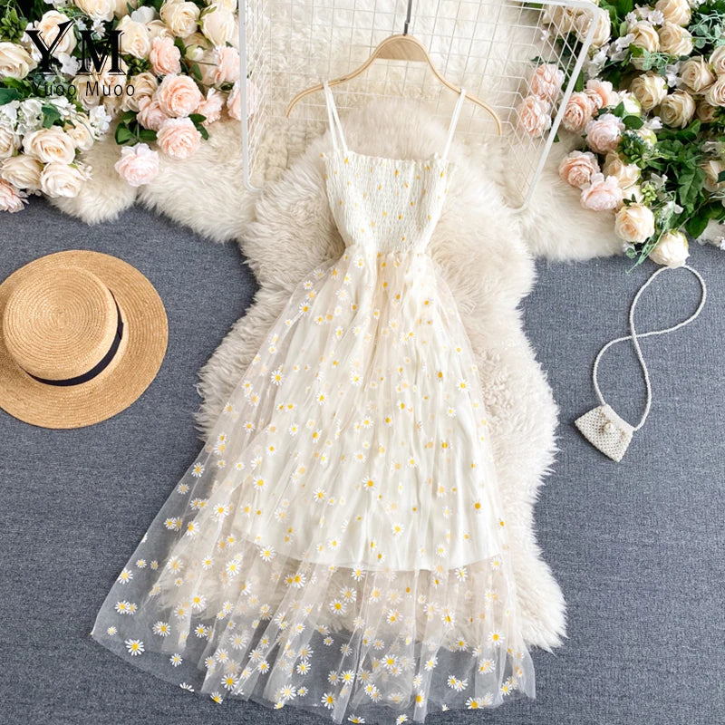 The Ethereal Daisy Mesh Midi