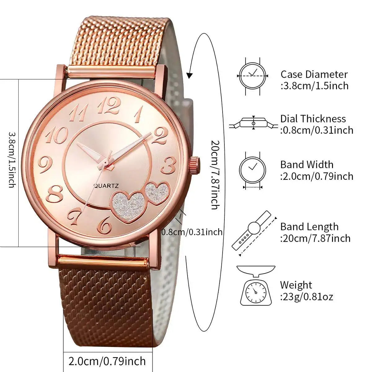 1/3PCS Fashion Heart Dial Women Watches