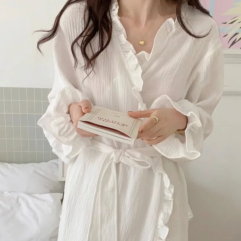 Women's Spring and Summer New Simple Long-Sleeve Robe