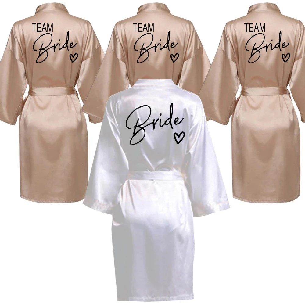 Wedding Party Team Bride Robe With Black Letters
