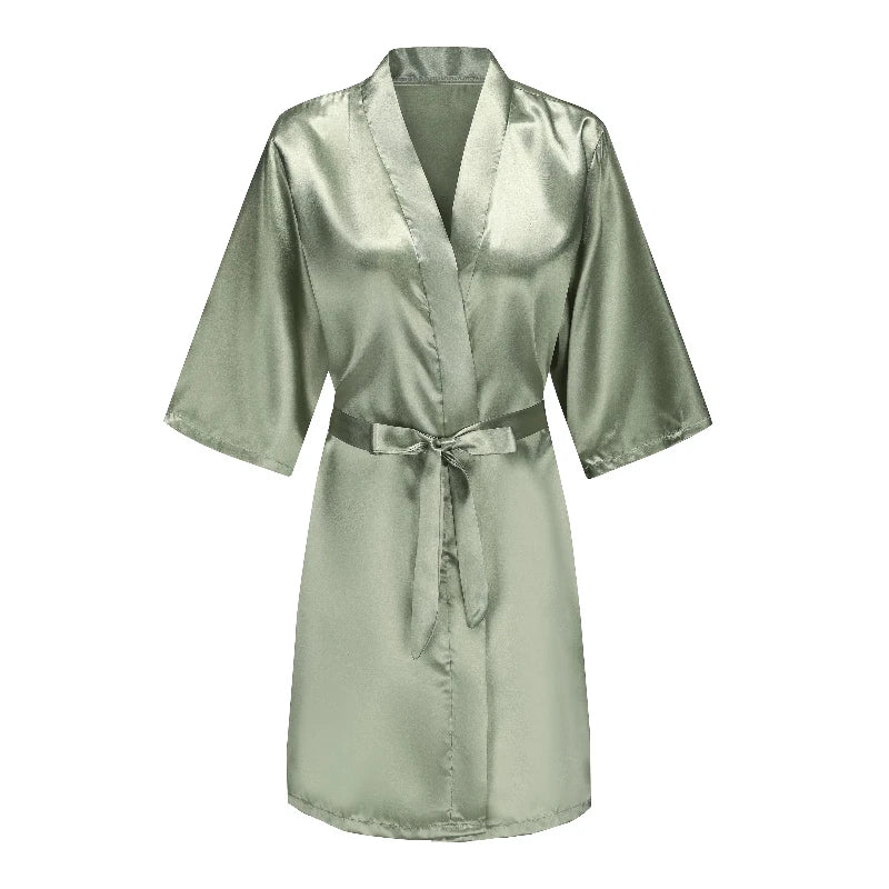Women's Bride Bridesmaid Short Satin Robes for Wedding Party Getting Ready