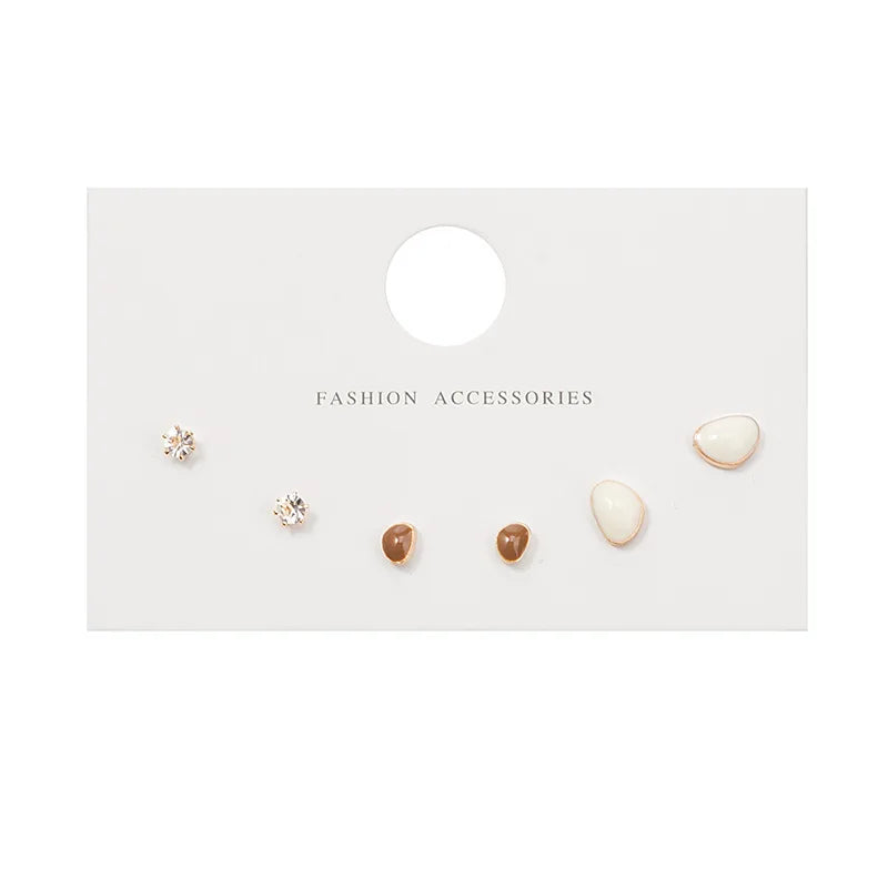 New S925 Silver Needle Stud Earrings Set for Women Girls