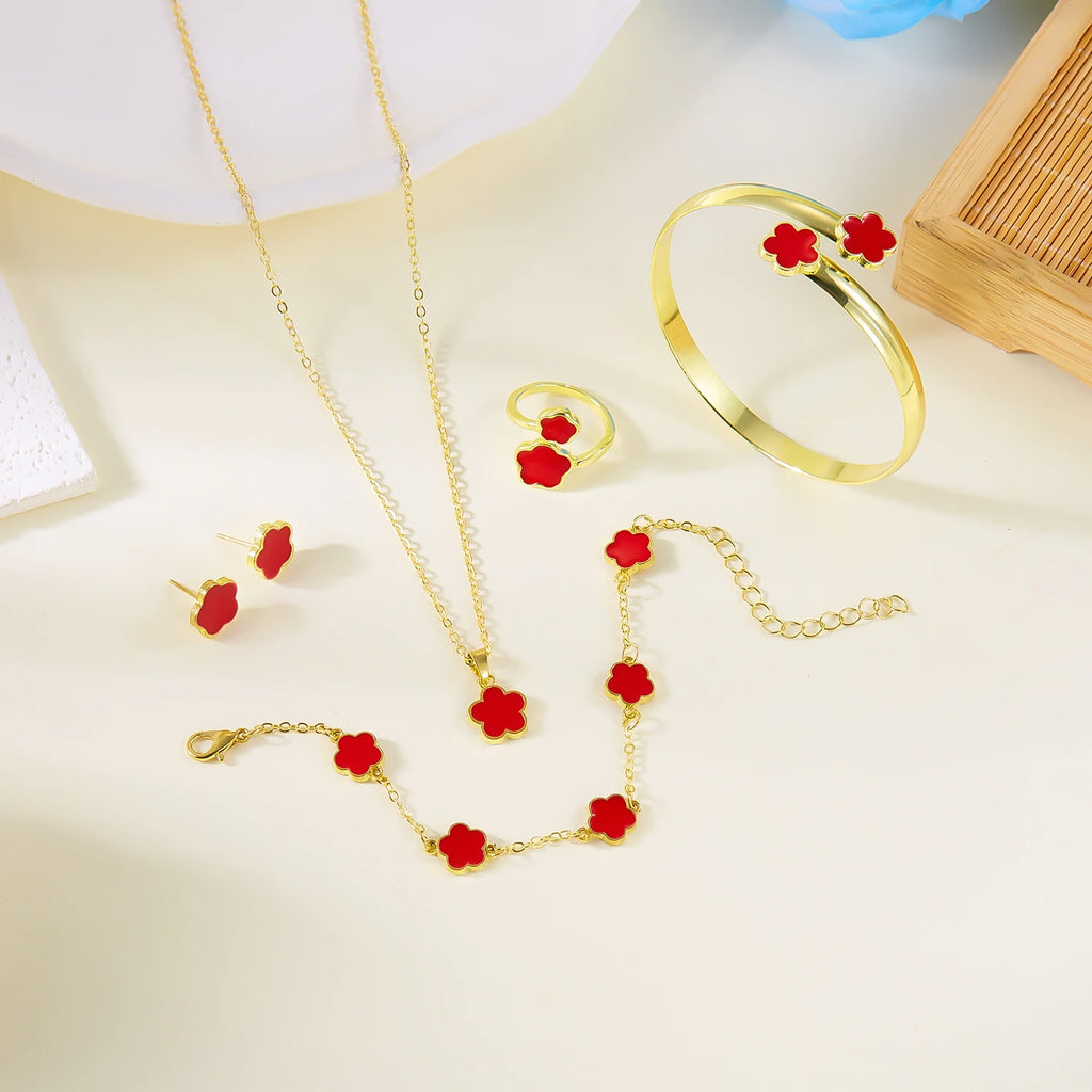 5pcs/set Colorful Enamel Plum Blossom Bracelets for Women