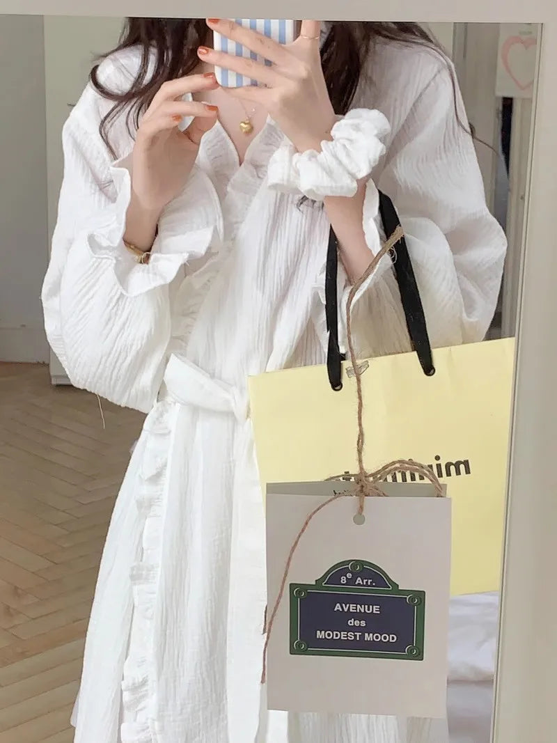 Women's Spring and Summer New Simple Long-Sleeve Robe