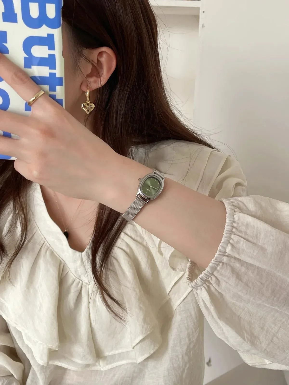 Small Oval Dial Green Watch