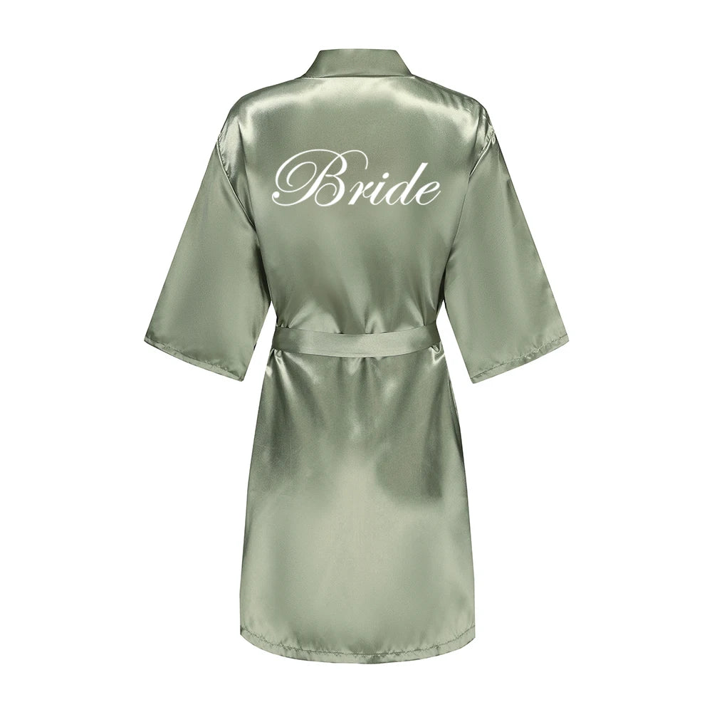 Women's Bride Bridesmaid Short Satin Robes for Wedding Party Getting Ready