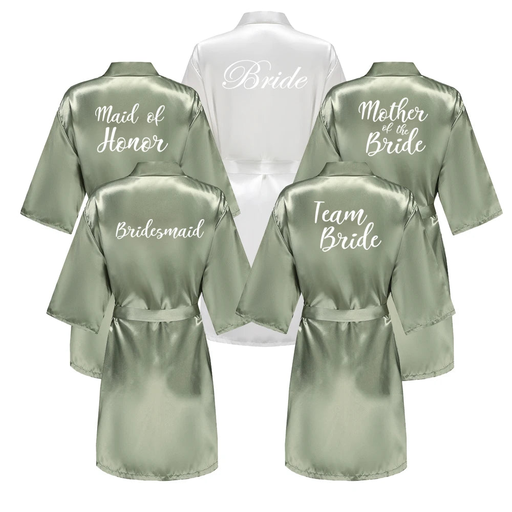 Women's Bride Bridesmaid Short Satin Robes for Wedding Party Getting Ready