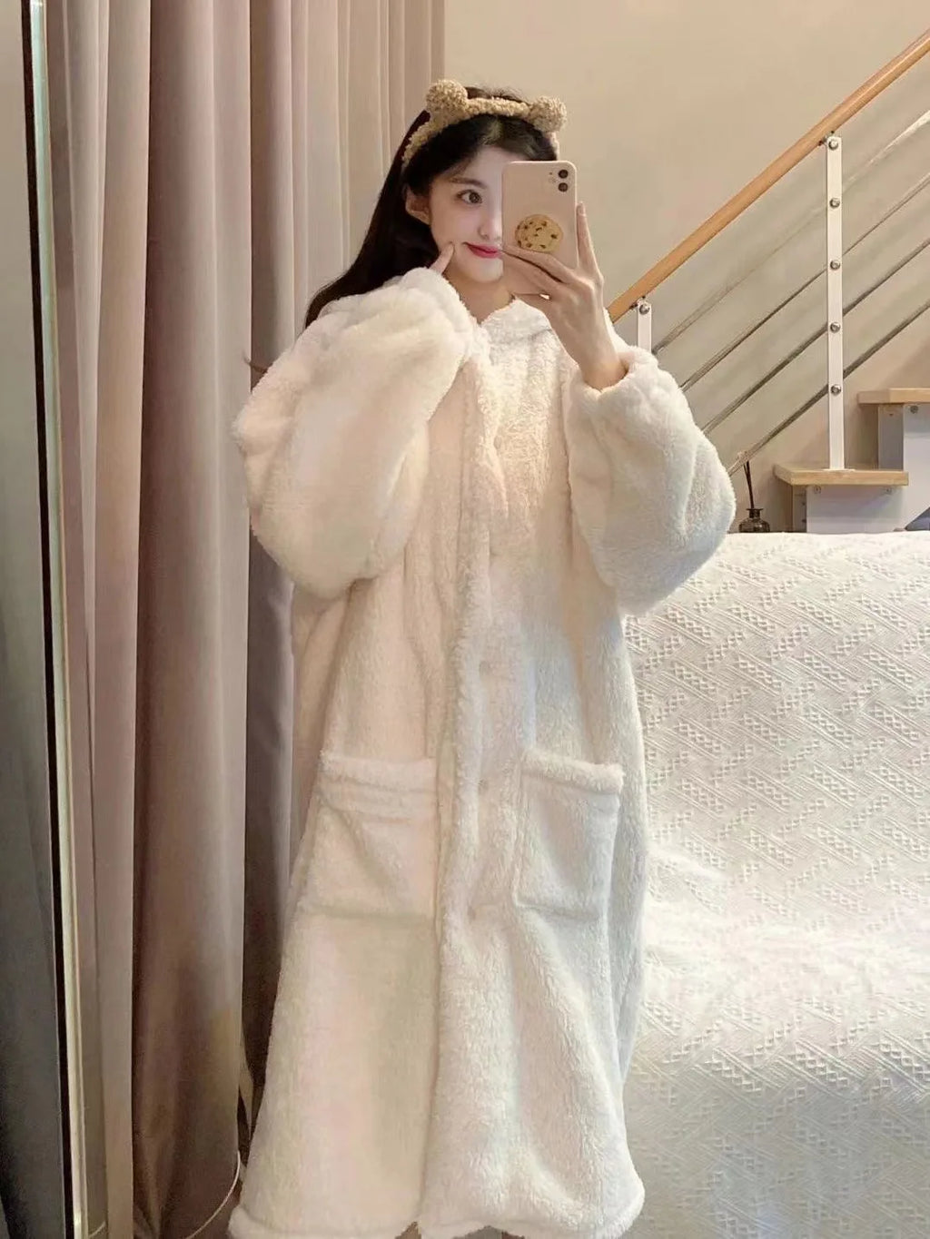 Autumn and Winter Ladies Warm Pajamas Rabbit Ears