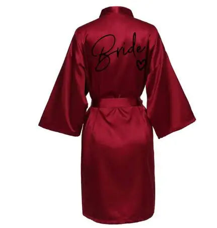 Wedding Party Team Bride Robe With Black Letters