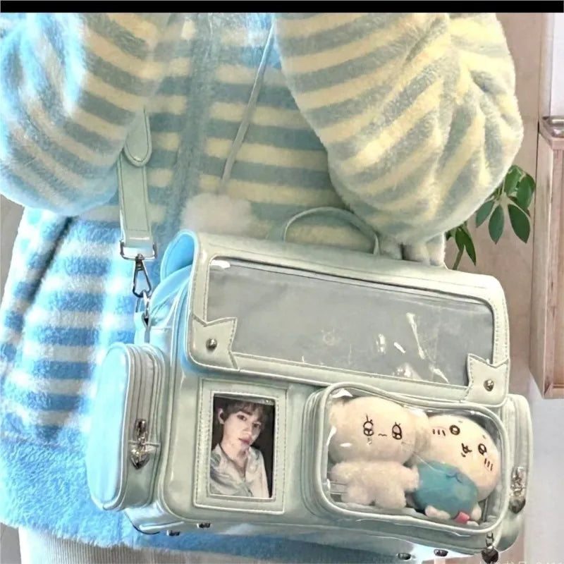 Solid Color Backpack Women Square Leather  Mujer