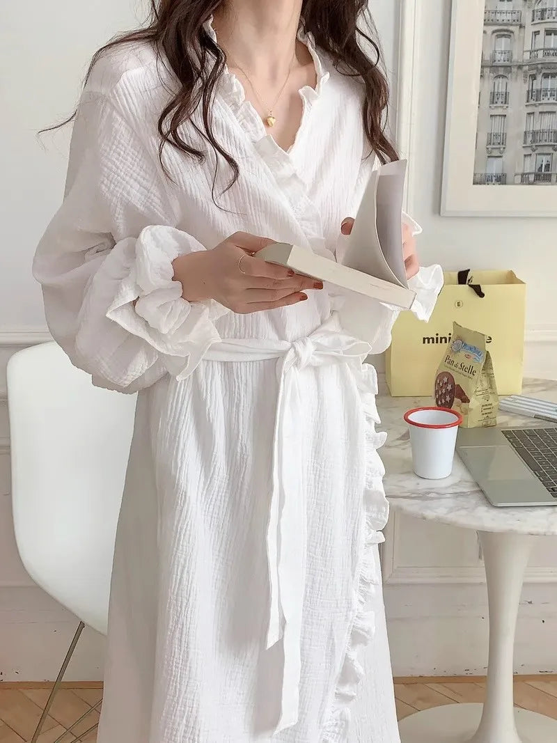 Women's Spring and Summer New Simple Long-Sleeve Robe