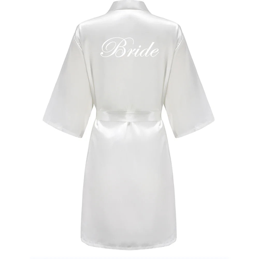 Women's Bride Bridesmaid Short Satin Robes for Wedding Party Getting Ready