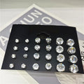 24pcs Cubic Zirconia Stud Earrings (12 Pairs)