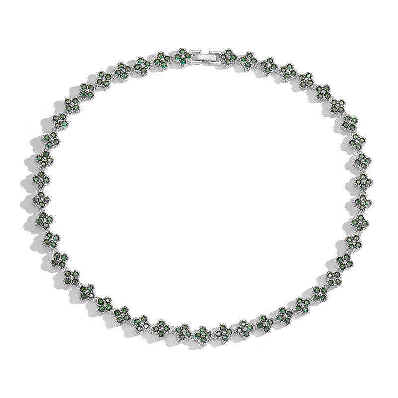 Brass 18K gold-plated Flower Necklace Bracelet Jewelry Set