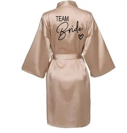 Wedding Party Team Bride Robe With Black Letters