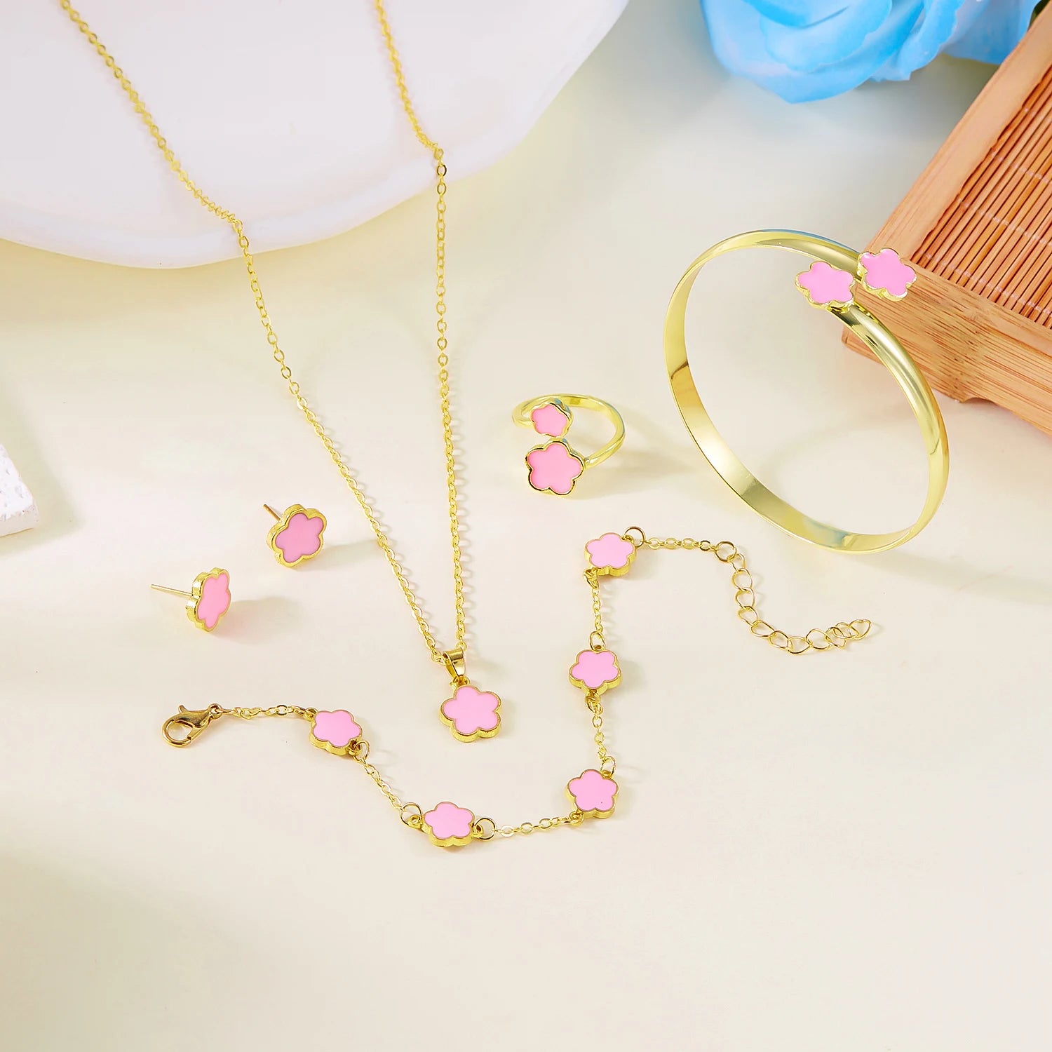 5pcs/set Colorful Enamel Plum Blossom Bracelets for Women