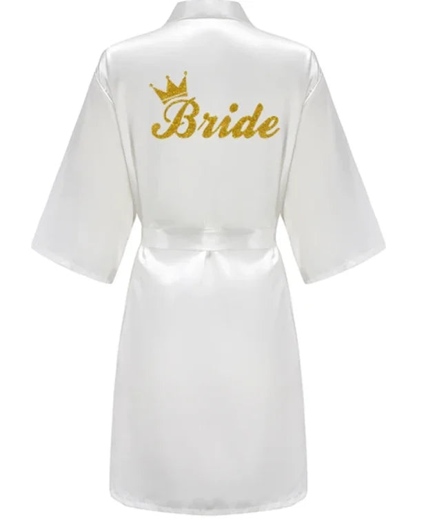 Wedding Party Team Bride Robe With Black