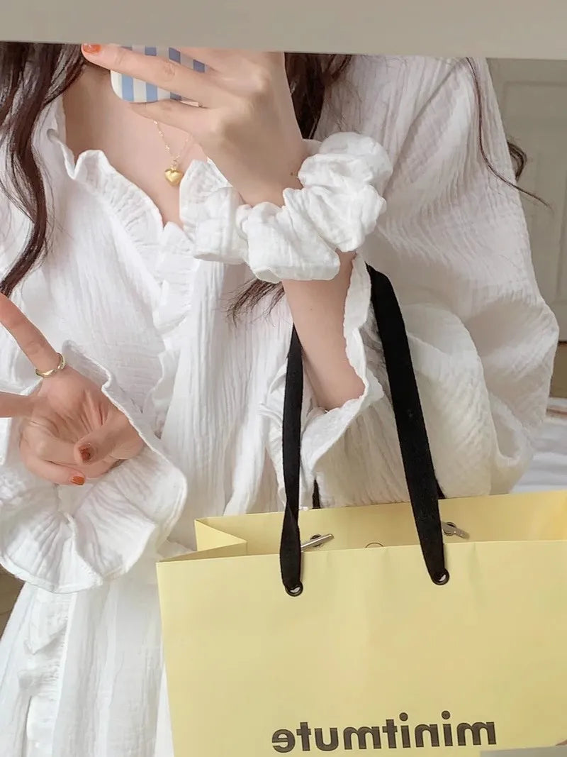 Women's Spring and Summer New Simple Long-Sleeve Robe