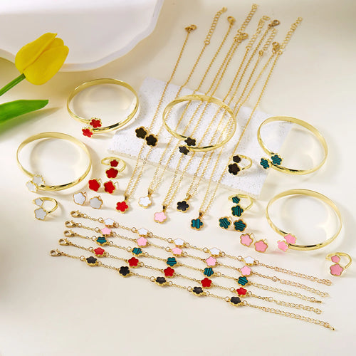 5pcs/set Colorful Enamel Plum Blossom Bracelets for Women