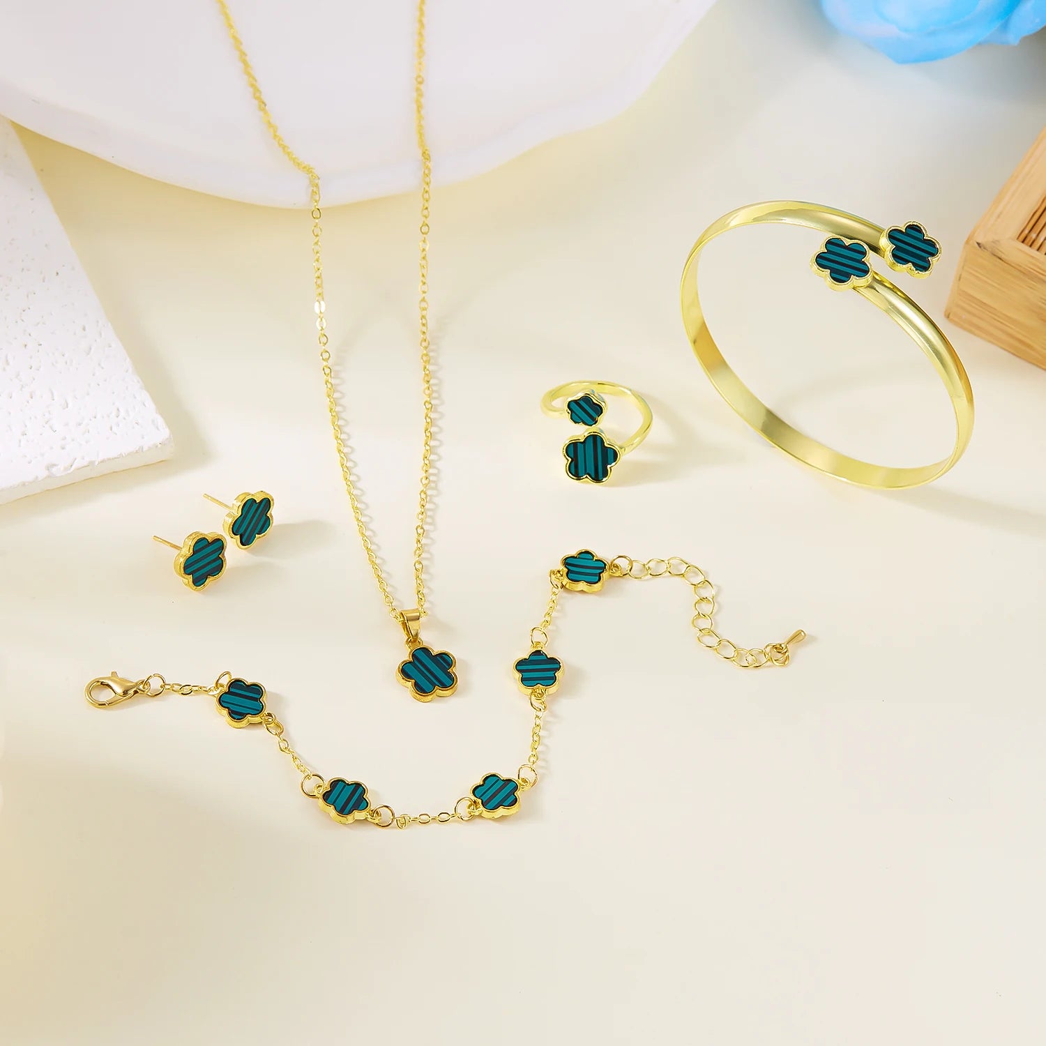 5pcs/set Colorful Enamel Plum Blossom Bracelets for Women