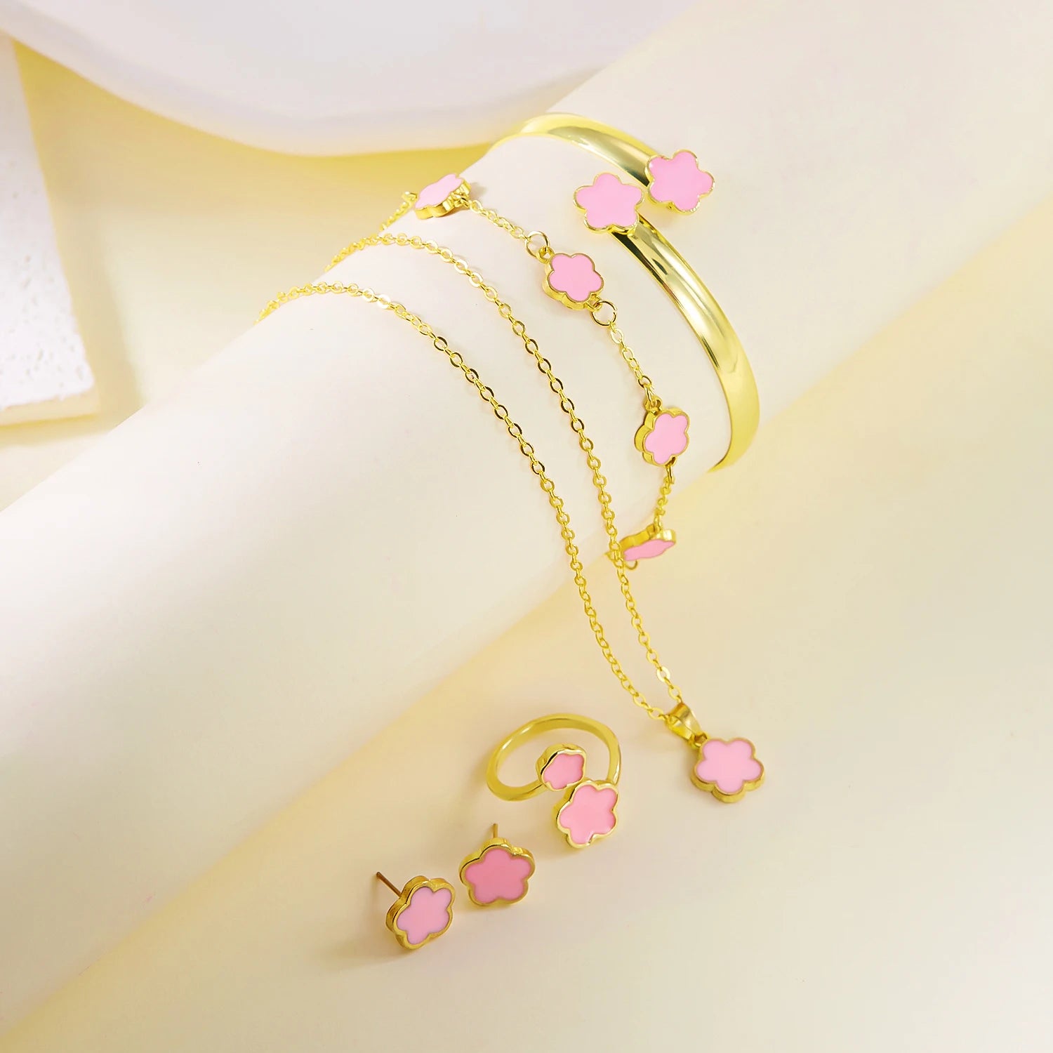 5pcs/set Colorful Enamel Plum Blossom Bracelets for Women