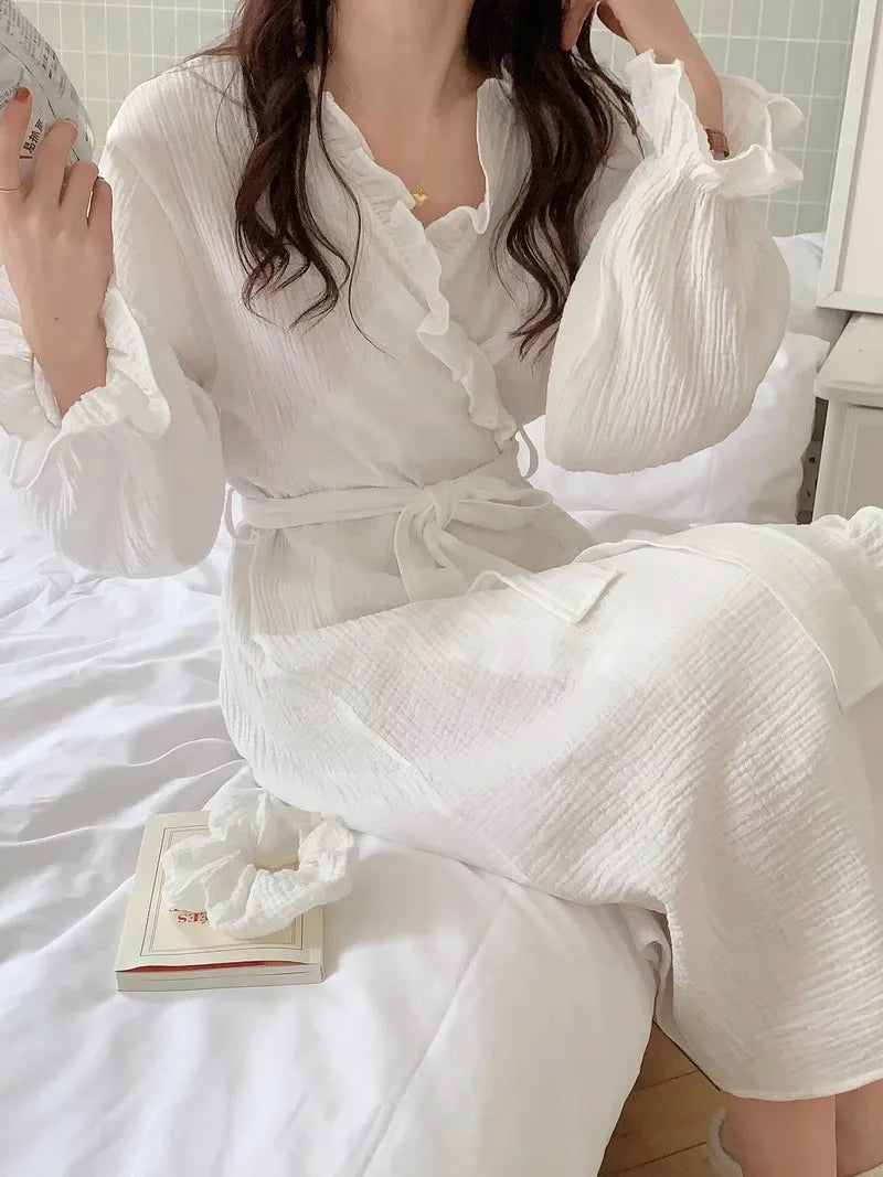 Women's Spring and Summer New Simple Long-Sleeve Robe