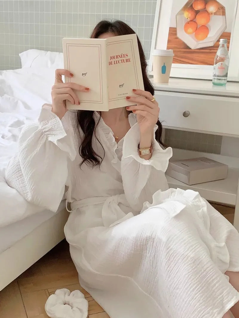 Women's Spring and Summer New Simple Long-Sleeve Robe