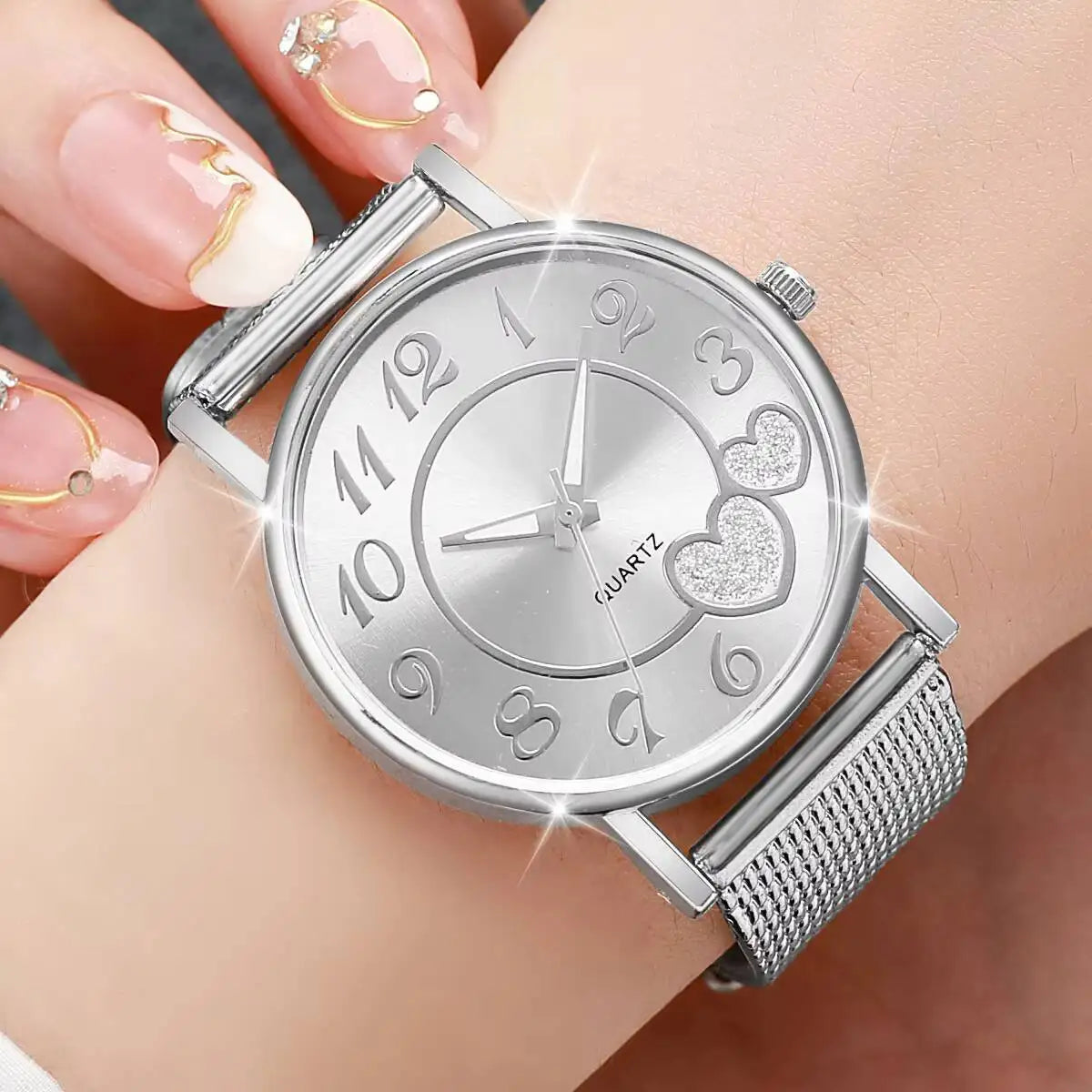 1/3PCS Fashion Heart Dial Women Watches