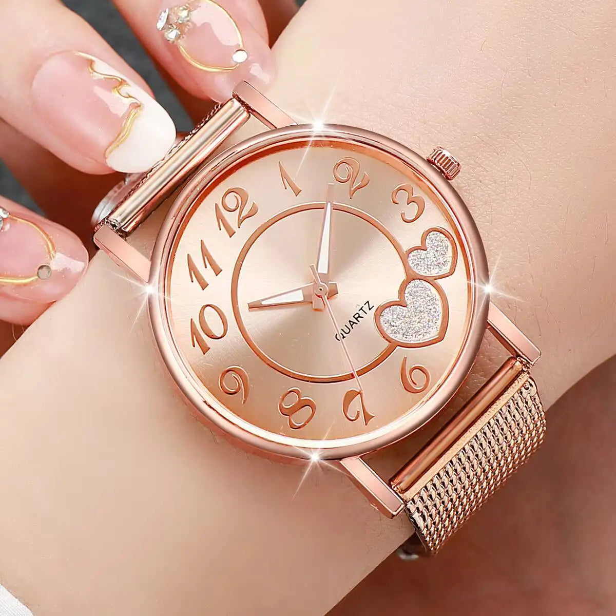 1/3PCS Fashion Heart Dial Women Watches