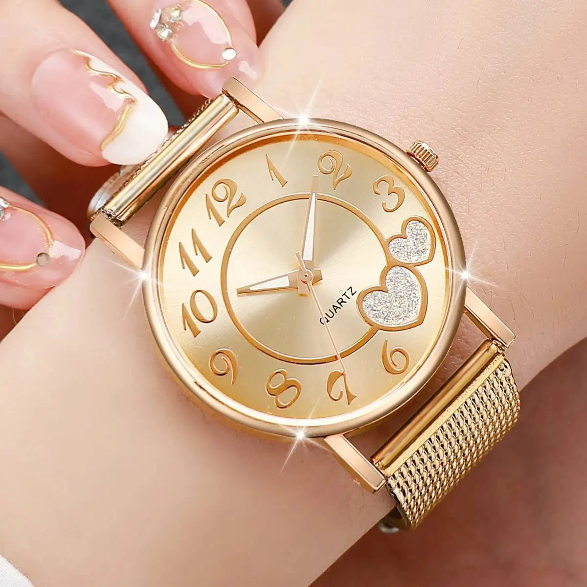 1/3PCS Fashion Heart Dial Women Watches