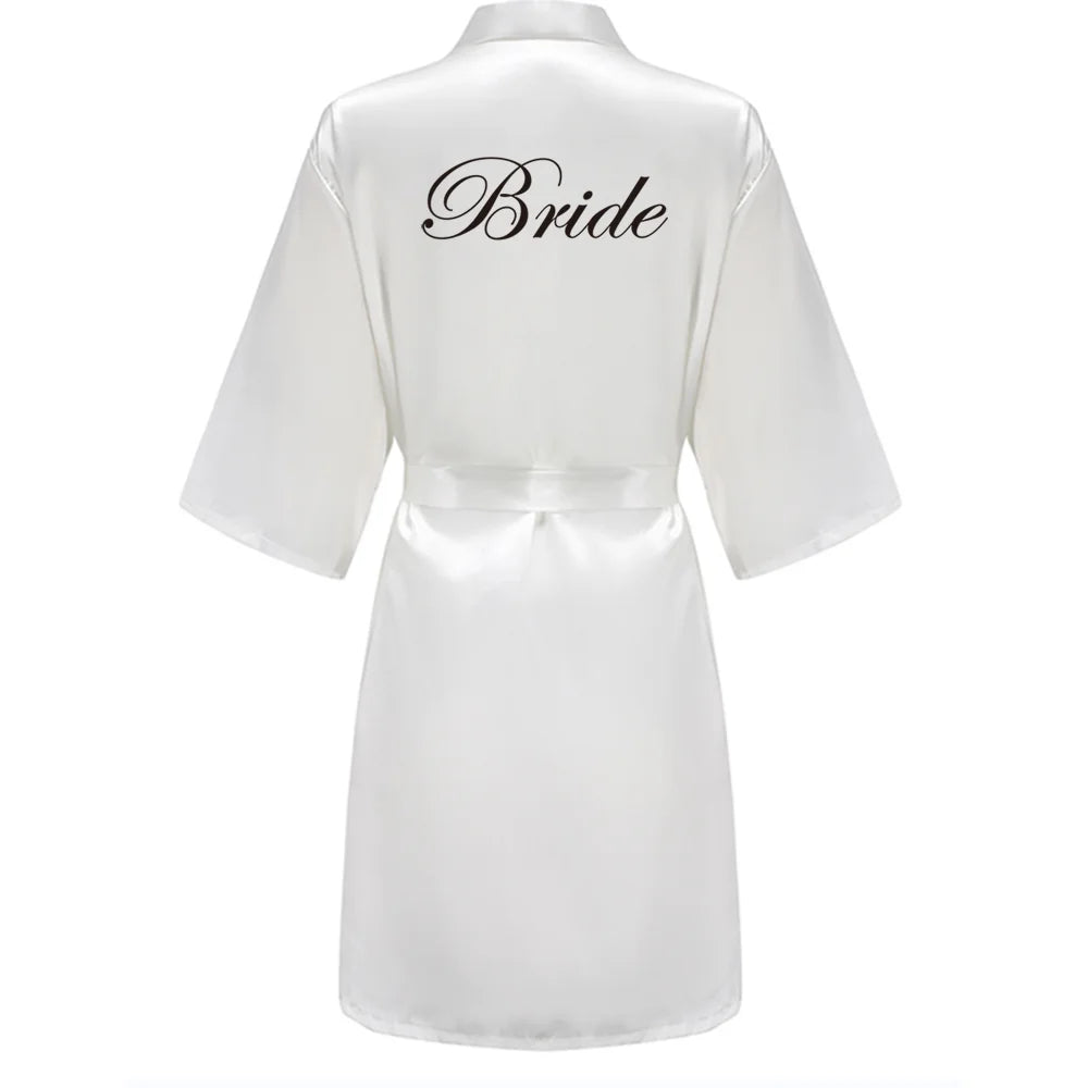 Women's Bride Bridesmaid Short Satin Robes for Wedding Party Getting Ready