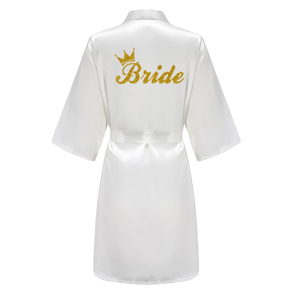 Women's Bride Bridesmaid Short Satin Robes for Wedding Party Getting Ready