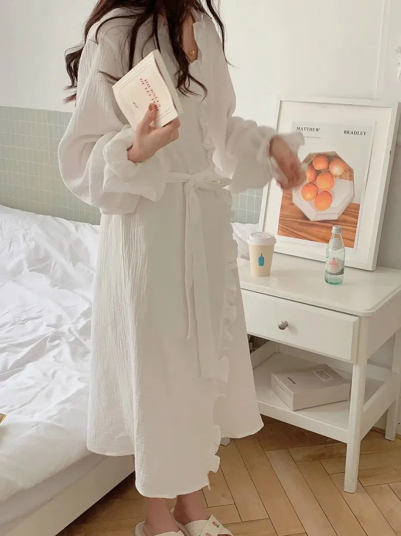 Women's Spring and Summer New Simple Long-Sleeve Robe