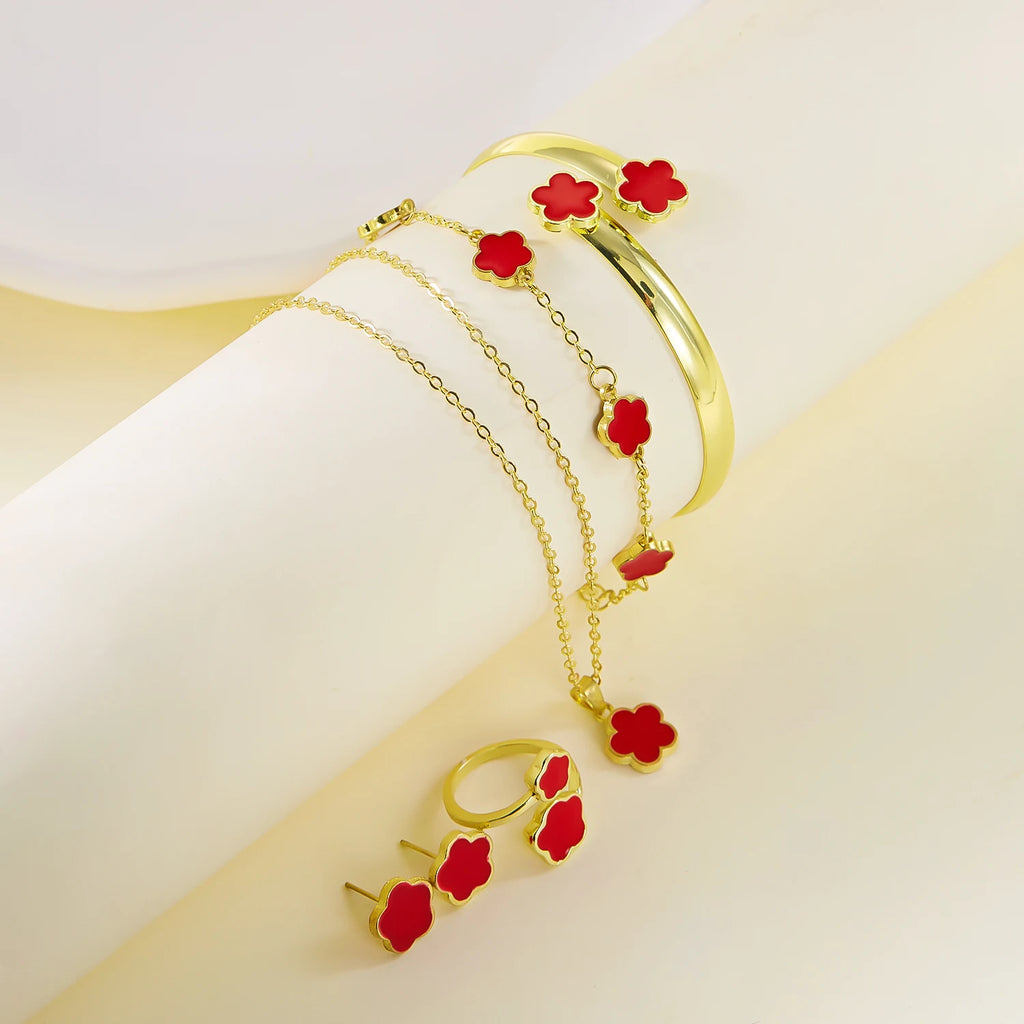 5pcs/set Colorful Enamel Plum Blossom Bracelets for Women