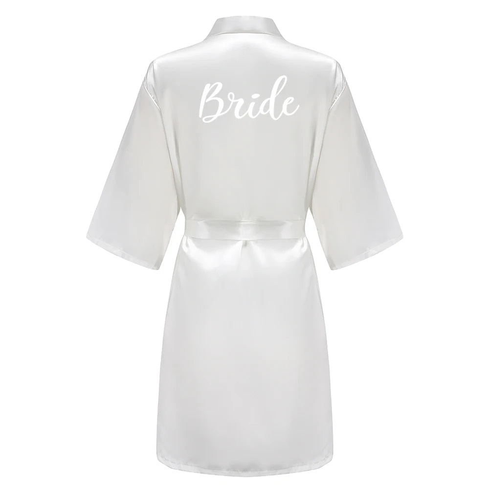 Women's Bride Bridesmaid Short Satin Robes for Wedding Party Getting Ready
