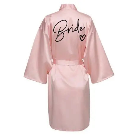 Wedding Party Team Bride Robe With Black Letters