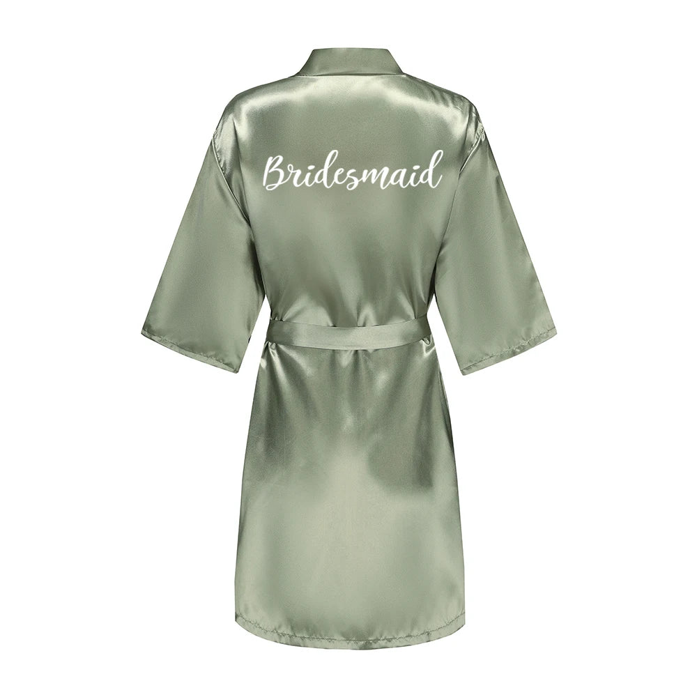 Women's Bride Bridesmaid Short Satin Robes for Wedding Party Getting Ready