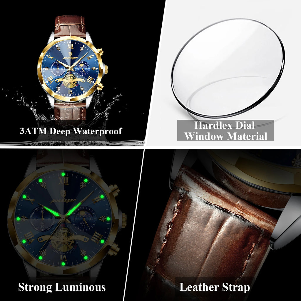 POEDAGAR Luxury Brand Men Watch