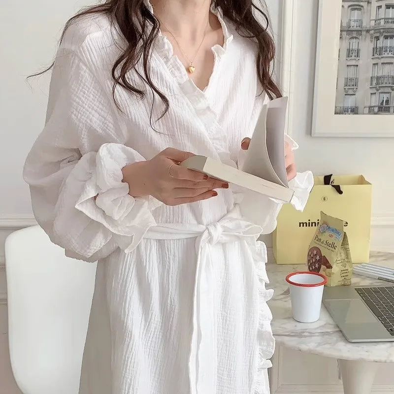 Women's Spring and Summer New Simple Long-Sleeve Robe