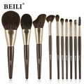 Beili Christmas Gift Makeup Brush Set Of 10, Kabuki Brushes With Synthetic Hair For Foundation, Concealer, And Eyeshadow.